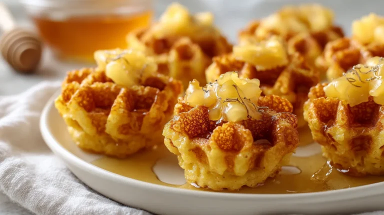 Cornbread Waffle Bites with Smoked Gouda and Honey