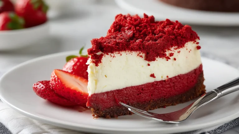 Strawberry Red Velvet Crunch Cheesecake