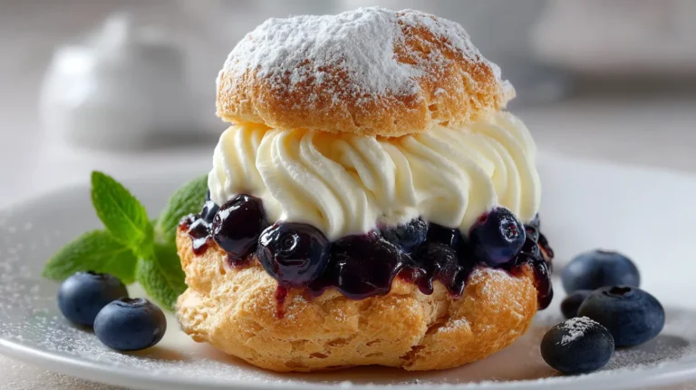 Atlantic Blueberry and Vanilla Bean Cream Puff Cake